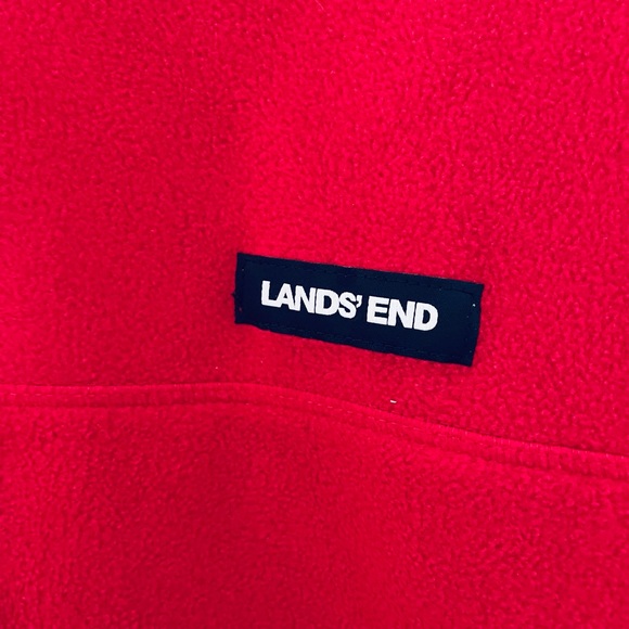 NWT Lands’ End Red Fleece Quarter-Zip Pullover / Large Tall - Picture 9 of 10